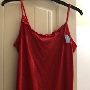 Red small ruffle at top Tank Top